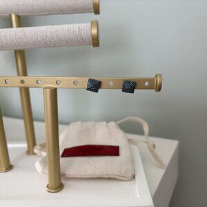 Valentino Garavani  rockstud embellished stud earrings, gunmetal, bluw, NWT